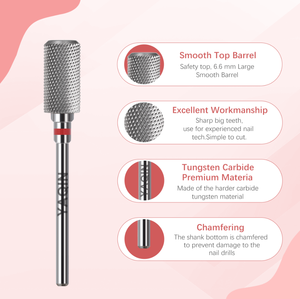 מקדח ציפורניים מקצועי של יאקין 3/32 להסרה מהירה של ציפורן אקרילית, ניקוי ציפורן, 6.6 מ\\\"מ, ראש עגול גדול, קרביד - Product Image 2
