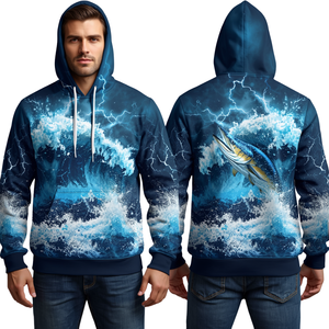 เสื้อฮู้ดตกปลา Storm Wave Swordfish Charge ลายฟ้าผ่า มหาสมุทร สำหรับนักตกปลา - Product Image 3
