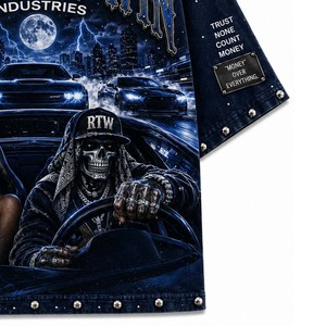 เสื้อยืดโอเวอร์ไซส์สไตล์สตรีทแวร์สำหรับผู้ชาย แบรนด์ Ready To Win Industries แขนสั้น พิมพ์ลาย คอกลม สไตล์เดนิม - Product Image 2