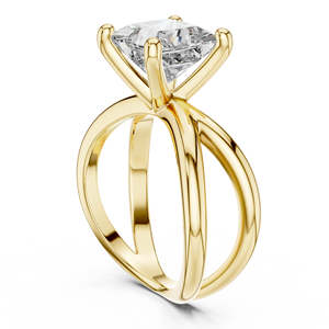 แหวนหมั้นเพชรทรงปรินเซสคัททองคำขาว 18K สุดหรู |   แหวนวงแหวนทวิสท์ทันสมัยสำหรับผู้หญิง - Product Image 5