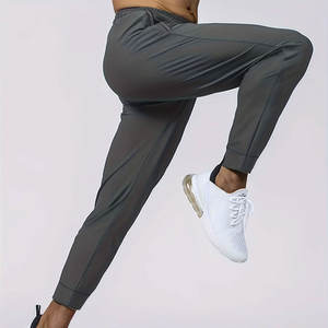 Pantalones de chándal de algodón informales para hombre, pantalones ligeros con cordón para primavera y otoño, estilo frontal plano de algodón 100% - Product Image 4