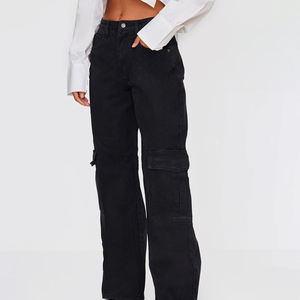 Service OEM, nouveaux pantalons pour femmes, pantalons décontractés, logo personnalisé, pantalons cargo en denim, pantalons à jambes larges, jeans pour femmes - Product Image 2