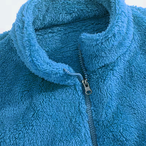 Customized Men's Outdoor Sherpa Fleece <b>Vests</b> Blue Color Zipper Up Sleeveless Stand Collar Outerwear Street Style Sherpa Gilets - Product Image 4