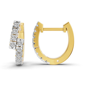 New Classic Cut 14k/18k <b>SOLID</b> <b>Gold</b> Designer Vela Signature Round Lab Diamond <b>Huggie</b> Hoop Earrings For Women And Girls Wear - Product Image 4