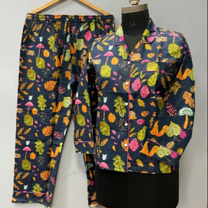 Ensemble de pyjama en coton à imprimé floral, tenue de nuit pour femmes, taille plus, vêtements de détente, ensemble de pyjama pour demoiselle d'honneur, ensemble de pyjama - Product Image 1
