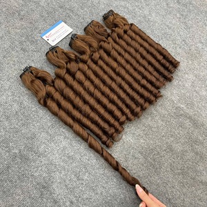 Luxury Bouncy Curly Bounce Brown Hair Weft Remy Vietnamese Human Hair Bundles Hair Extensions <b>Machine</b> Double Weft ThanhanHair - Product Image 5