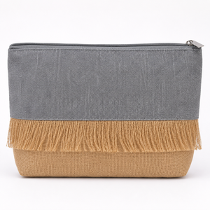 Custom Recycled Cotton Jute Juco <b>Cosmetic</b> <b>Bag</b> Zipper Makeup Toiletry Travel Pouch 28x18x5cm Wholesale OEM Private Label Supplier - Product Image 4