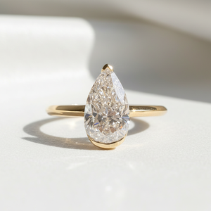 Anillo de Compromiso de Piedra Natural con Corte Brillante AMBER JEWELS, Oro Sólido de 18K, Baño de Plata, Engaste de Garras, Banda Pavé, Certificado IGI, Fino - Product Image 2