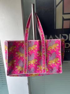Bolsos Tote de Algodón Acolchado Kantha, Tela Reciclada, Uso Diario de Verano, Cierre de Cremallera Hecho a Mano, Cadenas - Product Image 1