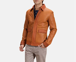 เสื้อแจ็คเก็ตหนังผู้ชายสำหรับฤดูหนาว แบบมีฮู้ด คอเสื้อแบบคอกลม มีโลโก้ด้านหน้า แห้งเร็วและระบายอากาศได้ดี - Product Image 1