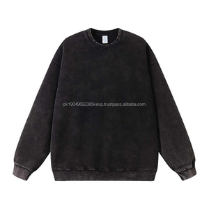 Peso pesado 400 + GSM algodón hombres ácido lavado sudadera logotipo personalizado diseño superior OEM servicios cuello redondo para invierno Vintage sudadera - Product Image 1