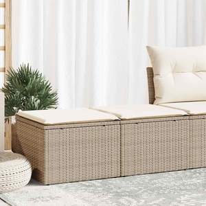 Set Divano da Giardino in Polyrattan Beige e Legno di Acacia con Soluzione di Stoccaggio Durevole e Schiuma in Poliestere - Product Image 1