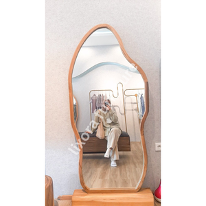 Irregular Wooden Wall Mirror Scandinavian Design Decorative <b>Framed</b> Mirror for Home Interior - Product Image 2