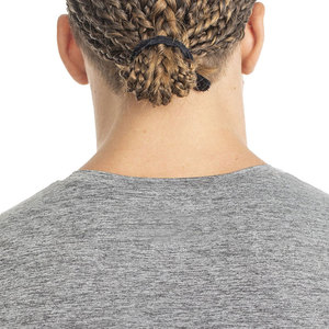 Camiseta de Manga Corta con Cuello en V para Hombre, Color Gris, con Estampado de Barra, Corte Ajustado, Informal, de Algodón Transpirable - Product Image 4