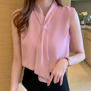 Women’s Vintage V Neck Tank <b>Blouse</b> Sleeveless Skinny Fit Button Office Shirt Anti-Wrinkle - Product Image 2