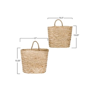 ชุดตะกร้าสานติดผนังจากหญ้าทะเล 2 ใบ พร้อมหูหิ้ว ตะกร้าเก็บของทำมือ ขายส่ง เป็นมิตรกับสิ่งแวดล้อม ผลิตในเวียดนาม - Product Image 3