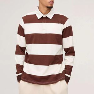 Maillot de rugby pour homme, manches longues, impression personnalisée du logo, rayures contrastées, respirant, séchage rapide, service OEM, maillot de rugby à manches longues - Product Image 1