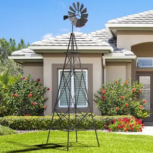Mulino a Vento in Metallo da 8 Piedi, Ruota Ornamentale Resistente alle Intemperie, Decorazione da Giardino - Product Image 4