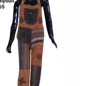 จั๊มสูทผ้าฝ้ายคุณภาพพรีเมียมสำหรับผู้หญิงผ้านิ่มน้ำหนักเบาพร้อมพิมพ์มัดย้อมระบายอากาศได้เป็นทางการสำหรับใส่ในชีวิตประจำวันพร้อมส่งออก - Product Image 1