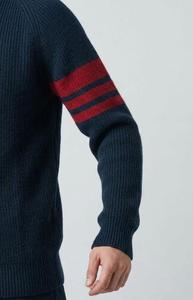Navy Blue Rib Knit V Neck <b>Cardigan</b> Acrylic Wool Blend Button Down Long Sleeve Outerwear <b>Sweater</b> Custom Design <b>Men's</b> <b>Cardigans</b> - Product Image 4