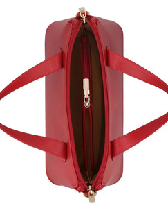 Bolso de mano de cuero genuino rojo de alta calidad para mujer, elegante, con cremallera, dos asas de transporte, bandolera, venta al por mayor, OEM, logotipo y colores personalizados - Product Image 3