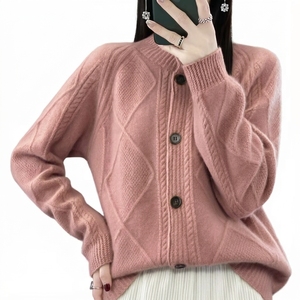 Cardigan Classique Femme Personnalisé en Gros à Manches Longues Anti-Plis Formel en Maille pour l'Hiver avec Doublure en Laine - Product Image 6