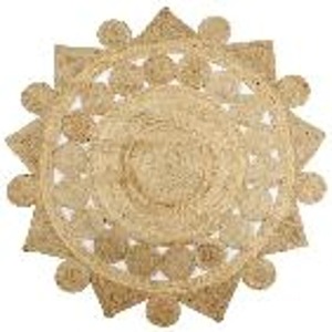 Alfombra Redonda de Yute Hecha a Mano Estilo Bohemio con Patrón de Medallón, Tejido Plano, Ecológica para Sala de Estar - Product Image 3