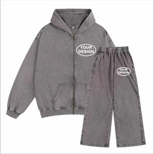 Conjunto Deportivo Informal de Invierno con Logotipo Personalizado, Chaqueta con Capucha y Pantalones Deportivos Transpirables y Resistentes al Viento para Hombre, de Felpa Francesa, Ligeros, de Algodón, Corte Regular - Product Image 2