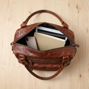 Elegant Brown Leather Purse – <b>Top</b> Handle Design - Product Image 1