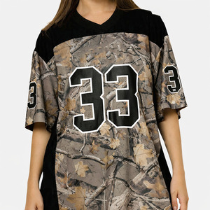 Camiseta de Fútbol de Camuflaje para Mujer, Cuello en V, Manga Corta, Número 33, Impresión Sublimada, Prenda Deportiva Transpirable de Poliéster - Product Image 3
