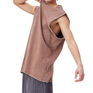 Vente Flash : Débardeur Homme Personnalisé Style Tendance Délavé à l'Eau, Coupe Oversize Épaules Dénudées - Product Image 1