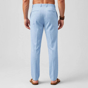 Pantalon Harem en Lin Beige pour Homme, Taille Élastique avec Cordon de Serrage, Décontracté, Léger, Respirant, Poches Latérales, Idéal pour l'Été - Product Image 2