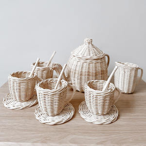 Elegantes juguetes de tetera de ratán divertidos para jugar colecciones de juguetes de té de alta calidad para niñas pequeñas juegos de rol - Product Image 1