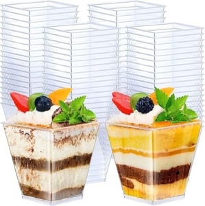 Wholesale <b>Mini</b> Square Vintage <b>Dessert</b> <b>Cup</b> <b>Bulk</b> Disposable 125ml Plastic Clear Freezer Safe Transparent <b>Dessert</b> <b>Cup</b> for Ice Cream - Product Image 5