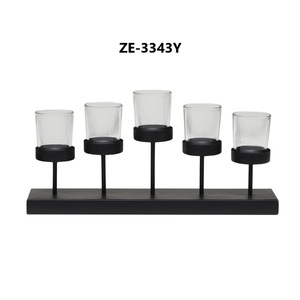 Candelabro de Hierro Rústico Hecho a Mano, Portavelas Decorativo Estilo Granja para Comedor, Bodas y Eventos, Candelabro de Hierro Dorado - Product Image 1