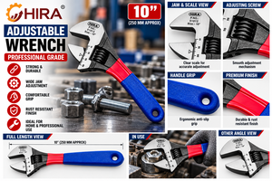 ประแจปรับขนาดได้ HIRA 11012 เกรดมืออาชีพ ผลิตจากเหล็กกล้าคาร์บอนมาตรฐานเมตริก สำหรับงาน DIY - Product Image 3