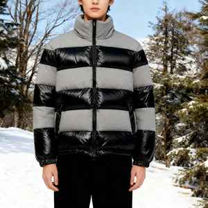 Puffer <b>Jacket</b> <b>Men</b> Plus Size Casual Color-Block Zipper Street Wear Plaid Patchwork Retro Vintage <b>jacket</b> - Product Image 3