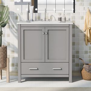 "Modern 30" Bathroom Vanity with Single Undermount Sink & 2-Door Storage Cabinet Soft-Closing Drawers" - Product Image 2
