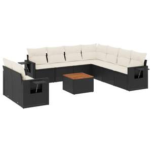 Conjunto de Muebles de Jardín, Sofá Modular Grande de Ratán Sintético Negro para Patio - Product Image 2