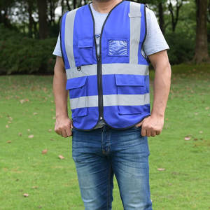 Chaleco reflectante de alta visibilidad color azul para correr, ropa de trabajo para construcción, overoles de trabajo para hombres, chalecos de seguridad. - Product Image 3