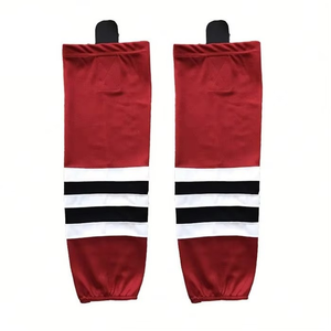 Black Knee High Basketball <b>Leg</b> <b>Warmers</b> With Red And White Stripes Breathable Knitted For Adults - Product Image 6
