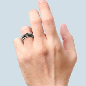 Custom Crafted <b>Mens</b> Damascus Steel Band Unique Textured Grain Look Heavy Duty Wedding <b>Ring</b> Direct Factory Supply - Product Image 3