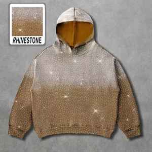 เสื้อฮู้ดดี้ไหมพรมลายจุดสไตล์วินเทจขนาดใหญ่พิเศษ ประดับคริสตัล หนานุ่ม ใส่ได้ทั้งชายและหญิง สตรีทแวร์ ซิปหน้า รับผลิตแบบ OEM/ODM - Product Image 5