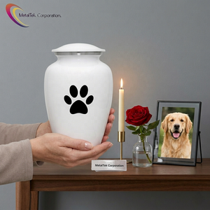Custom Paw Print Pet Cremation Urn Aluminum Metal Memorial Ashes <b>Container</b> for Dogs Cat Funeral Keepsake <b>Small</b> Medium Large Urns - Product Image 4