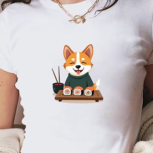 <b>dog</b> with sushi rolls women's fashion short <b>t</b>-<b>shirt</b> - Product Image 4