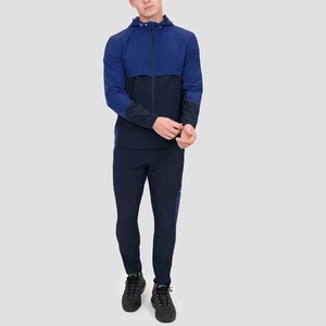 Ensemble de survêtement 2-en-1 personnalisé en molleton à capuche pour homme, coupe-vent sport en coton élastique - Product Image 1