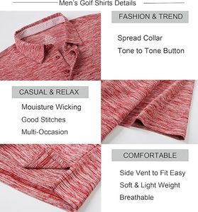 VANDO ALEX Men's Red Solid Short Sleeve for Shirt Knitted 100% Polyester Breathable Quick Dry Casual Regular Fit OEM Service - Product Image 4