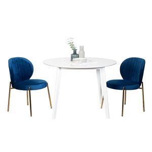 Set da Pranzo Contemporaneo Amoa a 3 Pezzi, Tavolo Rotondo Bianco e 2 Sedie per Sala da Pranzo - Product Image 5