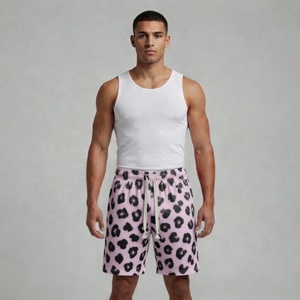 Shorts en maille unisexe Pro Performance à imprimé guépard pastel par sublimation, tenue décontractée avec imprimé animal audacieux et cordon de serrage réglable - Product Image 1