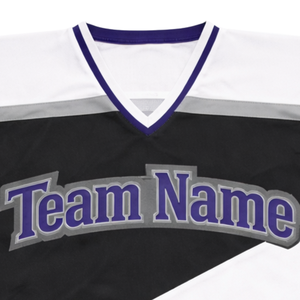 Camiseta de Hockey sobre Hielo Sublimada Personalizada, Negra, Blanca y Morada, Uniforme de Hockey con Nombre del Equipo, Camiseta Deportiva Transpirable para Hombre - Product Image 5